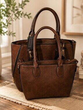 Classic Brown Tote Bag Set - Structured Everyday Totes
